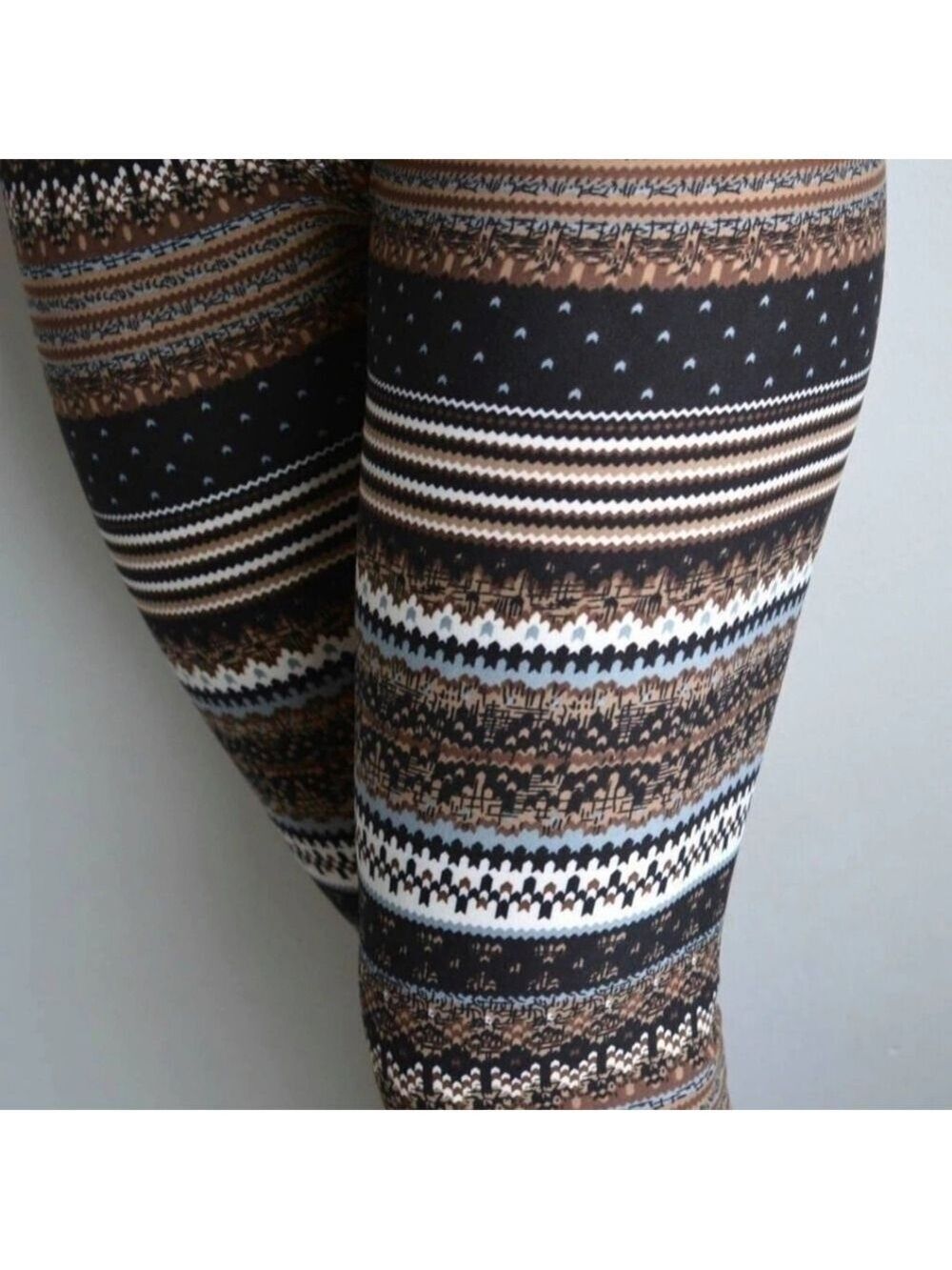 LEGGINGS DEPOT Fair Isle Brown Leggings Extra Plus Size 18 NWT - Picture 2 of 7